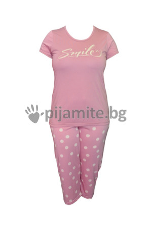 Дамски пижами Пижами с къс ръкав Българска дамска пижама с къс ръкав и 7/8 панталон в нежен прасковен цвят, 82671